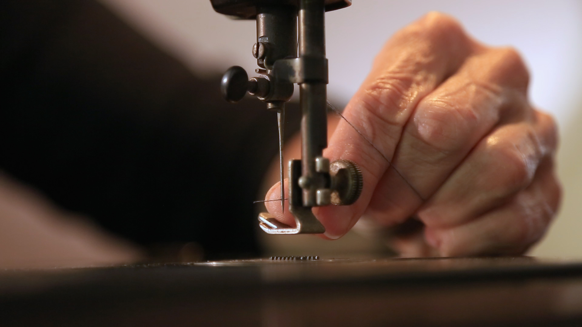 Up close of a sewing machine