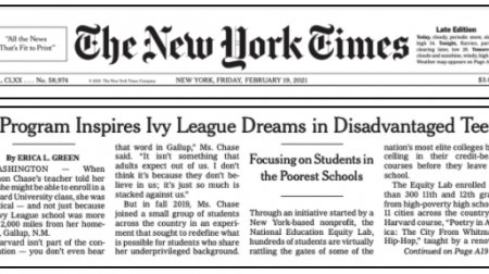 《纽约时报》一篇以《美国诗歌》为主题的文章，标题为“一个项目激发了弱势青少年的常春藤联盟梦想”